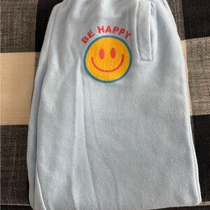 Vintage Havana Light Blue Joggers with Smiley Face
